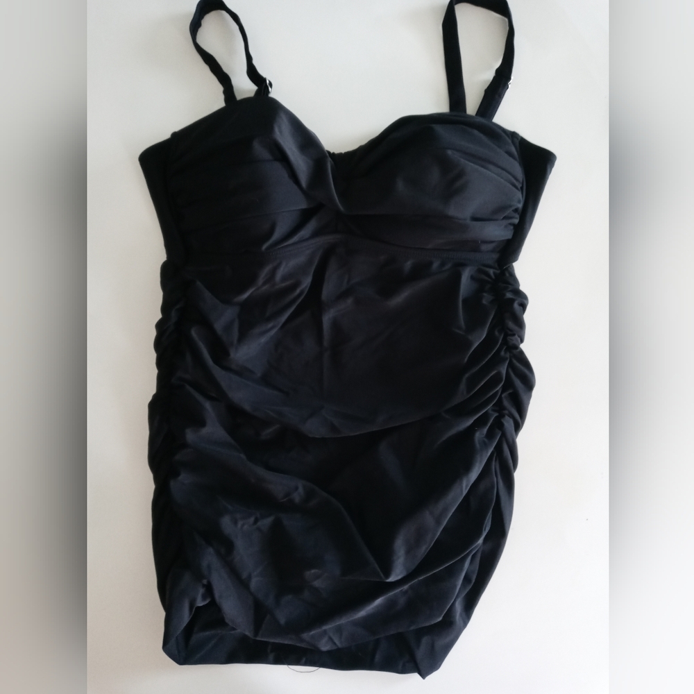 Black Ruched Bodycon Bikini Top